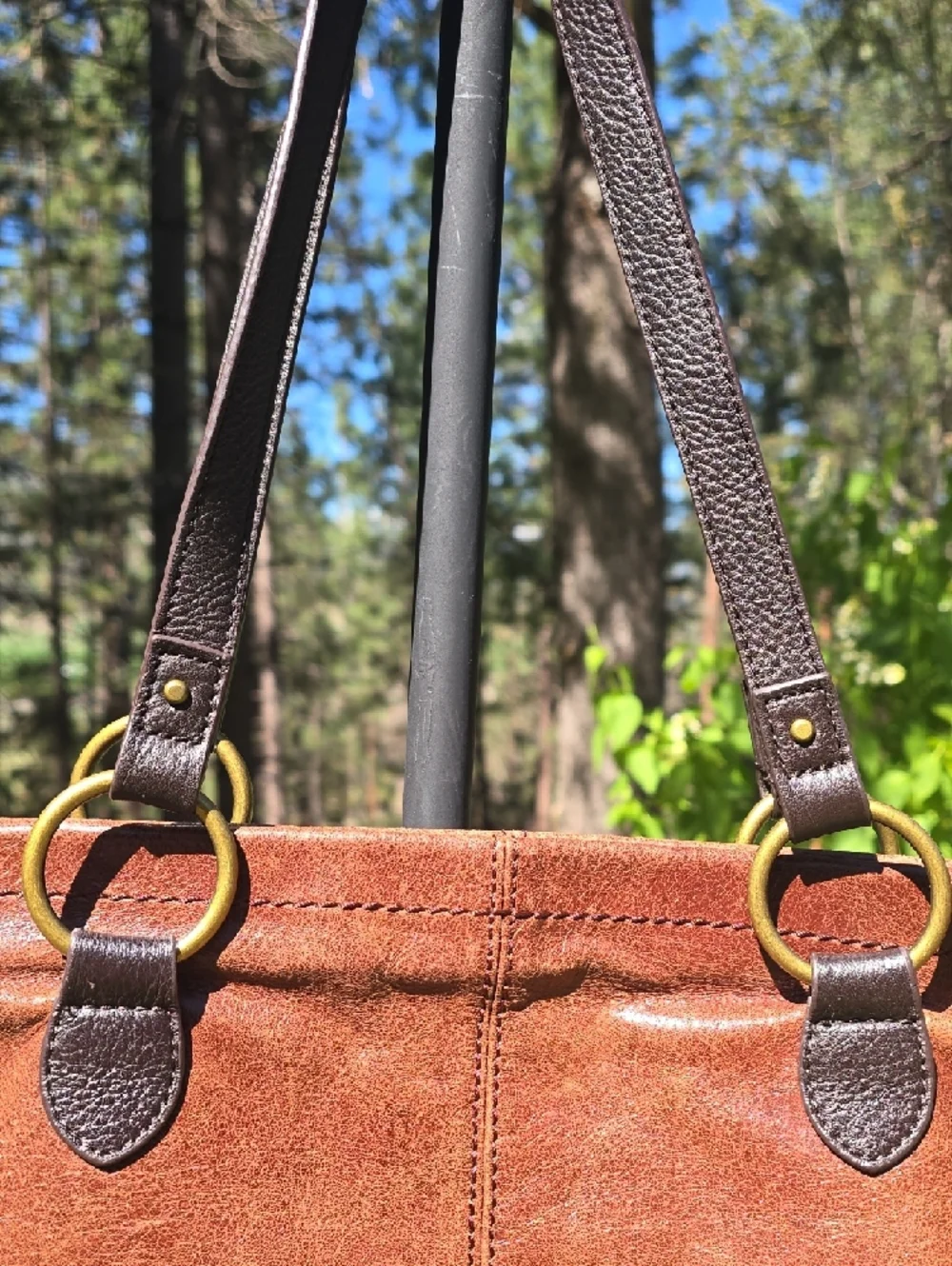 The Sak Two-Tone Brown Leather Tote with Dark Trim - Picture 4 of 11